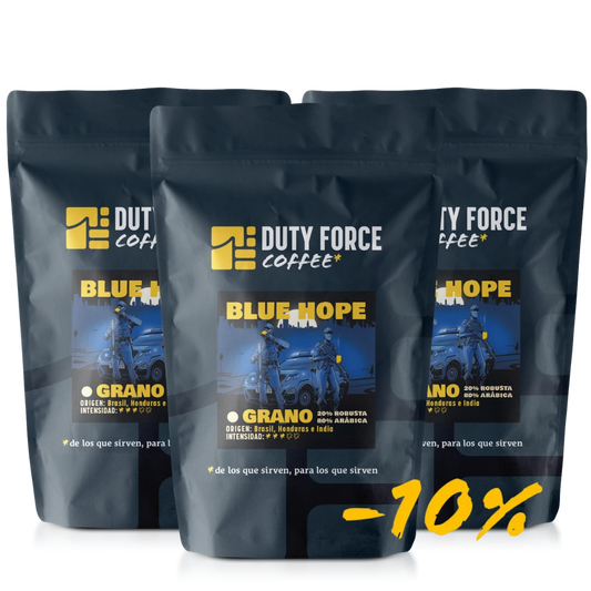 Pack 3 unidades de café en grano Blue Hope de Duty Force Coffee con 10% de descuento.