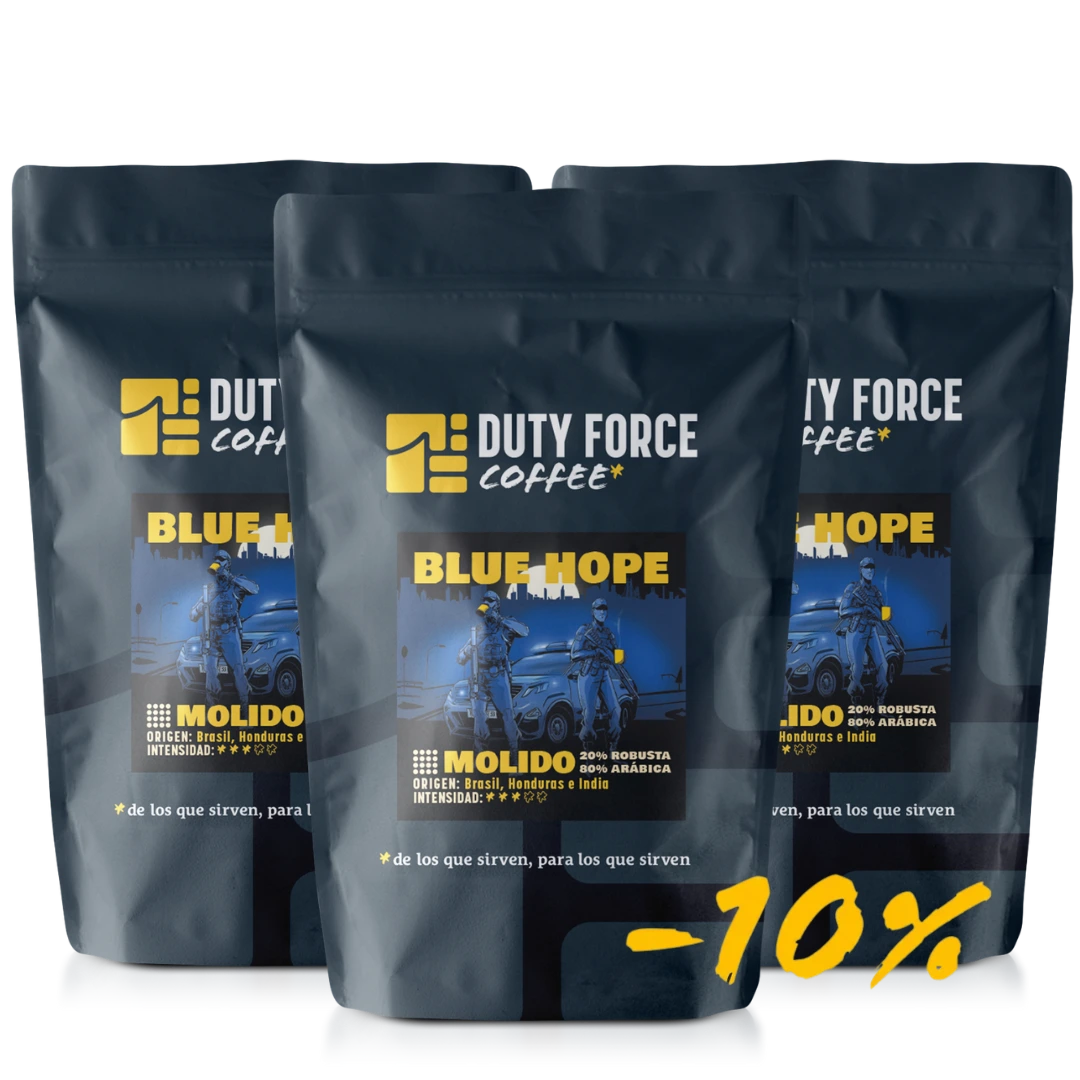 Pack 3 unidades de café molido Blue Hope de Duty Force Coffee con 10% de descuento