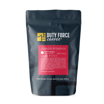 Café Cuidados Intensivos en grano Duty Force Coffee, bolsa frontal de 250g